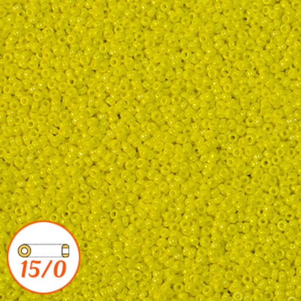 Miyuki seed beads 15/0, opaque lemon AB, 10g
