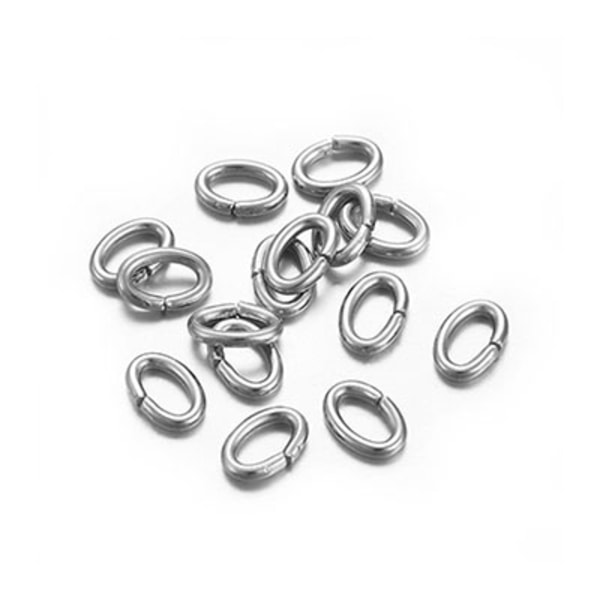 Ovala öppna motringar av rostfritt kirurgiskt stål, 4x6x1mm, 5g silver
