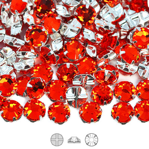 Preciosa rose montées, SS30 (ca 6.5mm), silver/Hyacinth, 10st orange