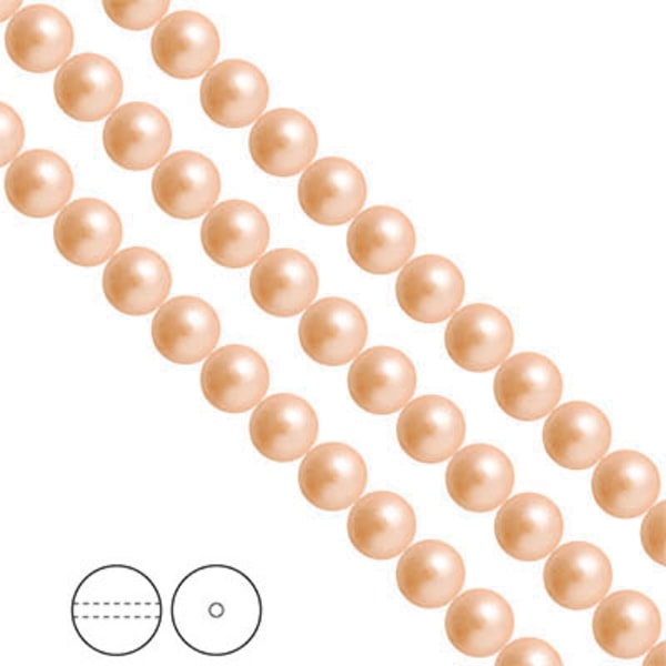 Preciosa Nacre Pearls (premiumkvalitet), 8mm, Peach, 20st