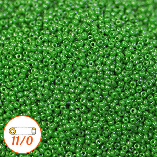 Miyuki seed beads 11/0, opaque jade green luster, 10g grön