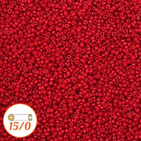Miyuki seed beads 15/0, dyed opaque red, 10g