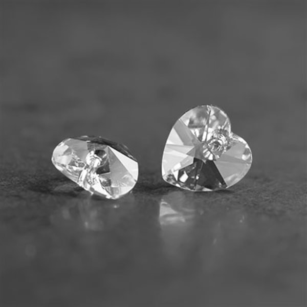 Preciosa berlocker, 10mm hjärtan, Crystal, 4st transparent