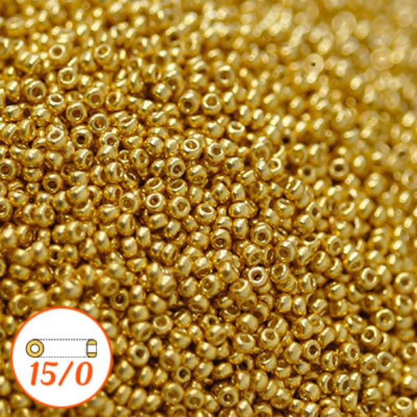 Miyuki seed beads 15/0, 24K gold-plated, OBS: 2g
