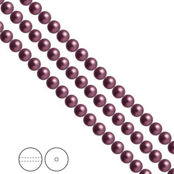 Preciosa Nacre Pearls (premiumkvalitet), 5mm, Light Burgundy, 25