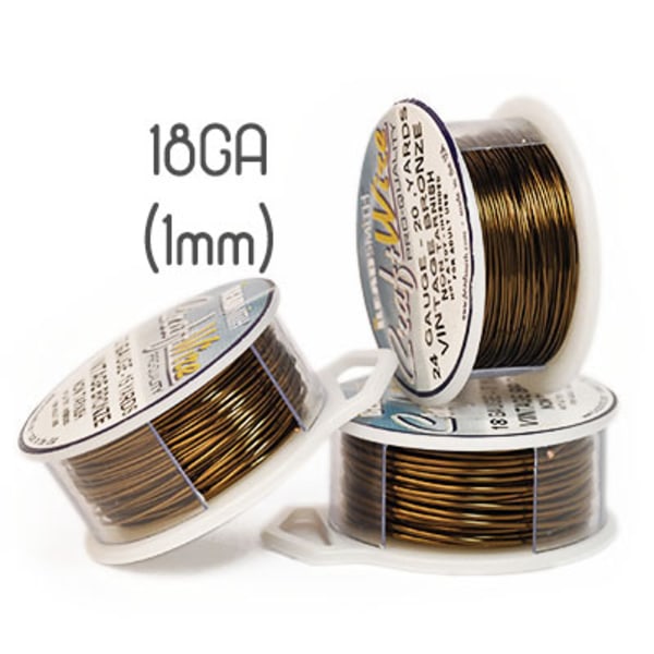 Non-tarnish vintage bronze wire, 18GA (1mm grov) brun