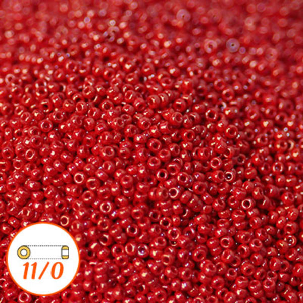 Miyuki seed beads 11/0, opaque red luster, 10g röd