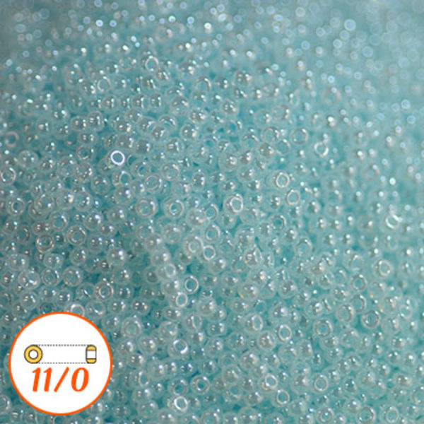Miyuki seed beads 11/0, I-D light aquamarine ceylon, 10g blå