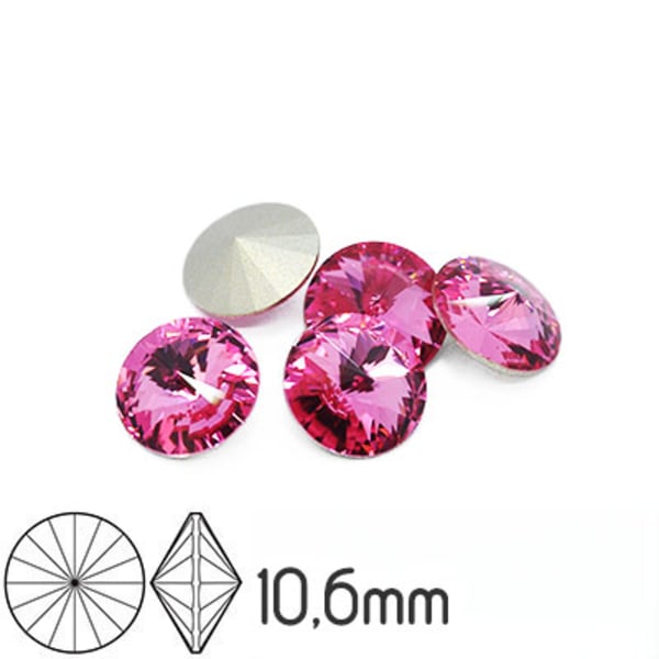 Preciosa rivoli kristaller, 10.6mm (SS47), Rose, 2st rosa