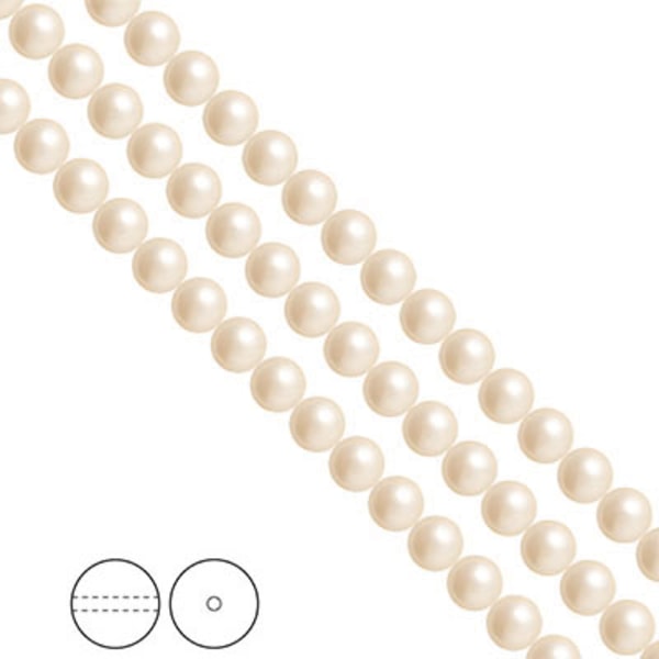 Preciosa Nacre Pearls (premiumkvalitet), 6mm, Cream, 25st