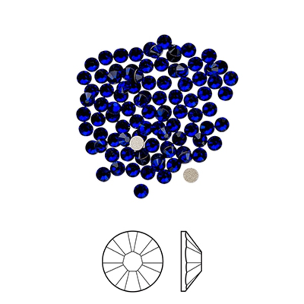 Swarovski flat back strass, 2.1-2.3mm, cobalt, 20-pack blå