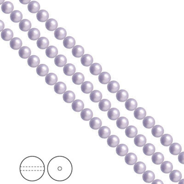 Preciosa Nacre Pearls (premiumkvalitet), 4mm, Lavender, 30st lila