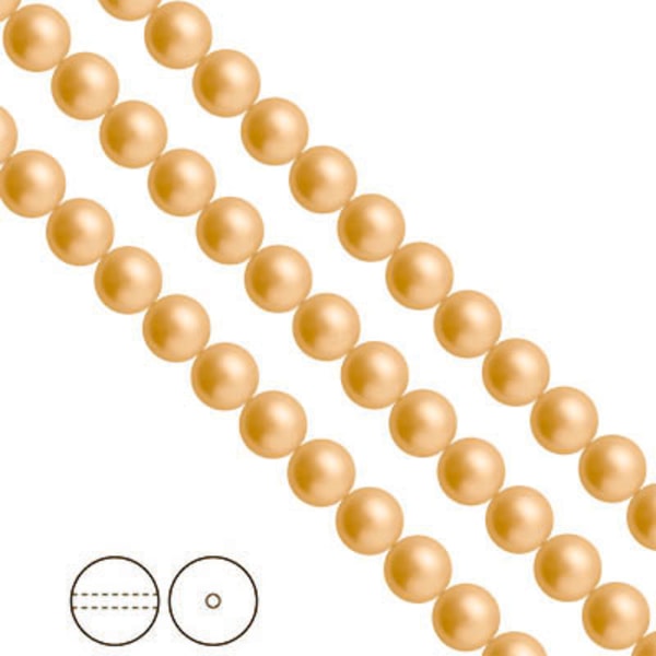 Preciosa Nacre Pearls (premiumkvalitet), 8mm, Gold, 20st