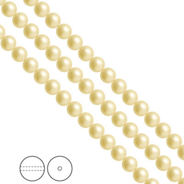 Preciosa Nacre Pearls (premiumkvalitet), 6mm, Vanilla, 25st