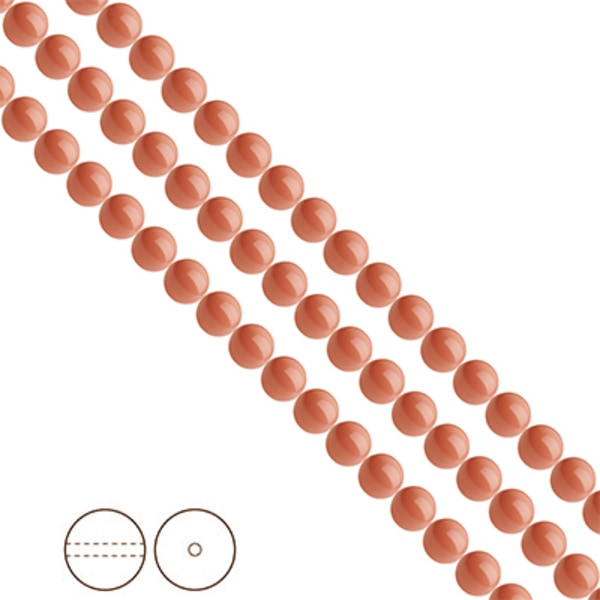 Preciosa Nacre Pearls (premiumkvalitet), 5mm, Salmon Rose, 25st