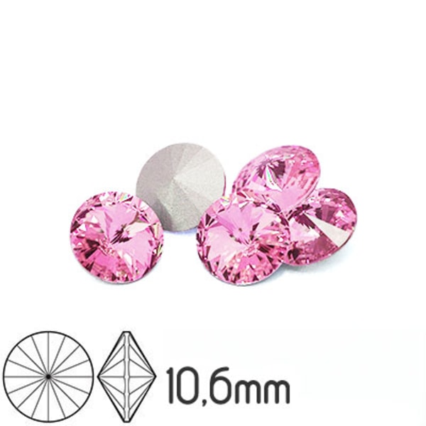 Preciosa rivoli kristaller, 10.6mm (SS47), Light Rose, 2st rosa