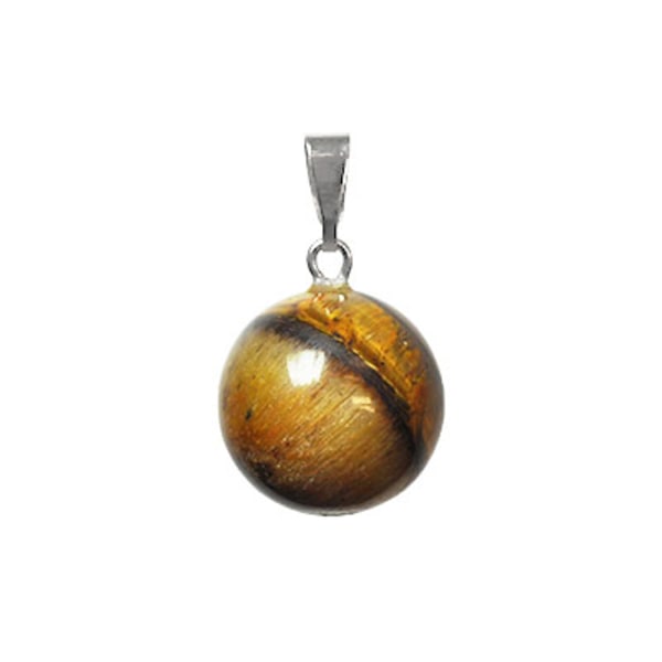 Runt hänge inkl. berlockhållare, 13x23mm, naturligt tigeröga, 1s brun