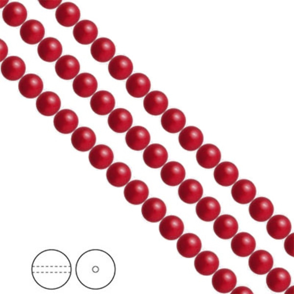 Preciosa Nacre Pearls (premiumkvalitet), 6mm, Red, 25st
