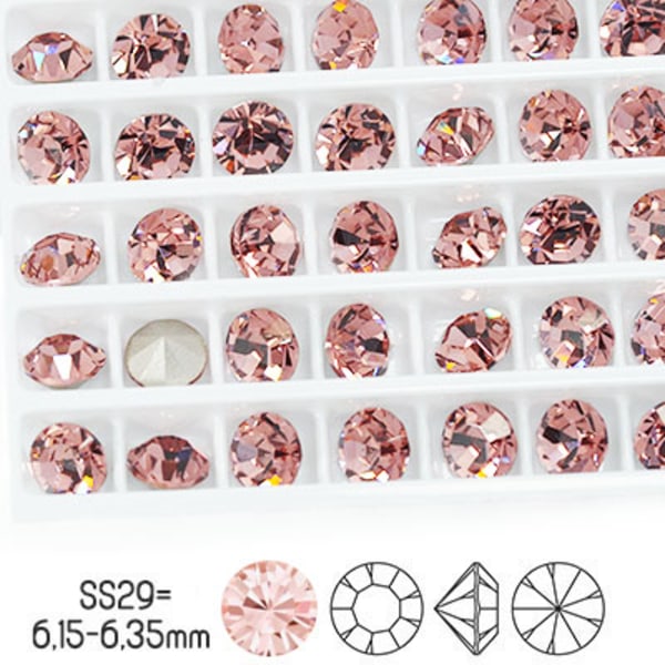 Preciosa chatons, SS29 (ca 6mm), Dusty Rose, 12st