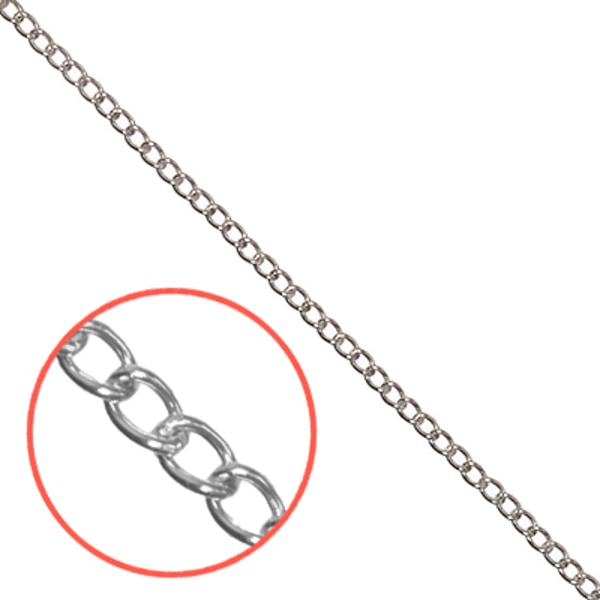 Tunn twistkedja av rostfritt kirurgiskt stål, ca 2x3mm silver 1