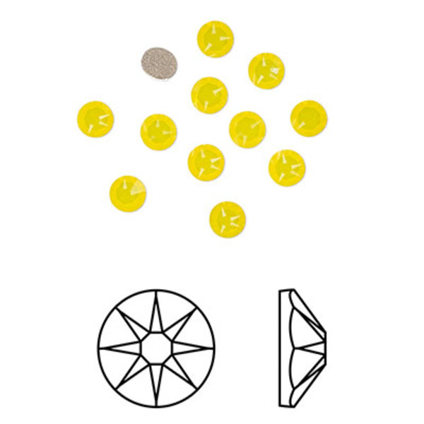 Swarovski flat back strass, 3-3.2mm, yellow opal, 20-pack gul