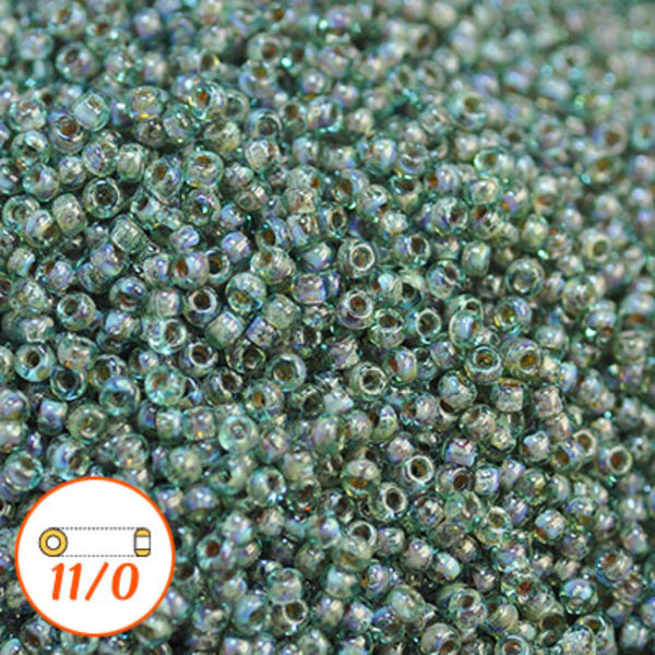 Miyuki seed beads 11/0, Picasso sea foam, 10g turkos