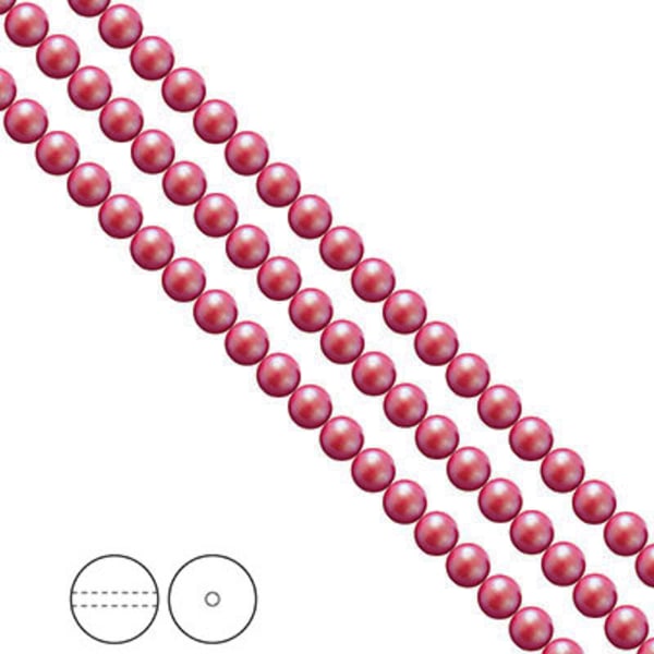 Preciosa Nacre Pearls (premiumkvalitet), 4mm, Pearlescent Red, 3