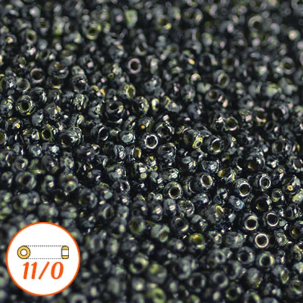 Miyuki seed beads 11/0, Picasso black, 10g svart
