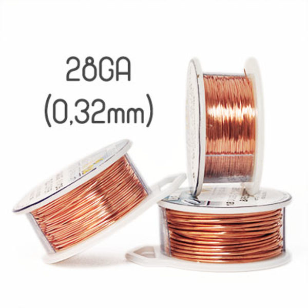 Solid copper wire, 28GA (0,32mm grov) brun