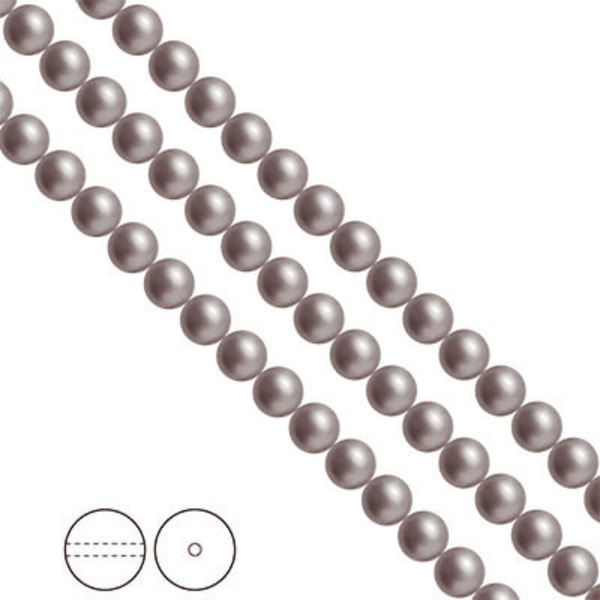 Preciosa Nacre Pearls (premiumkvalitet), 6mm, Dark Grey, 25st