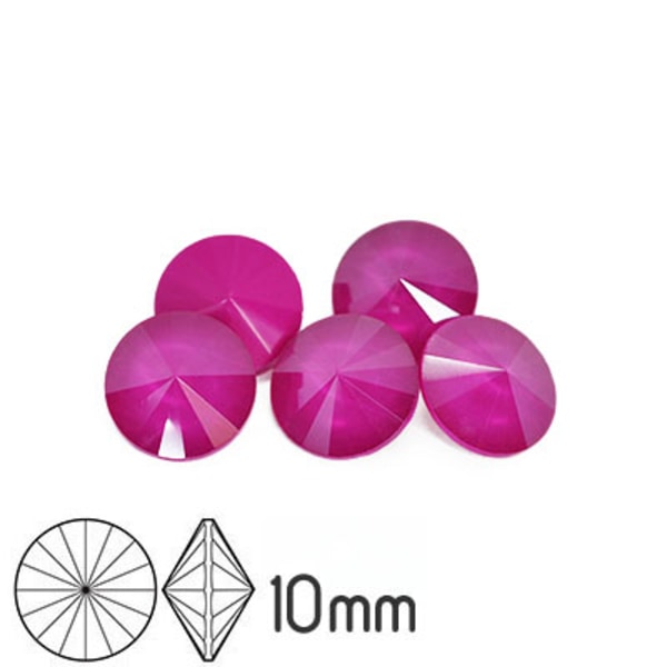 Aurora rivoli kristaller, 10mm (SS45), Crystal Peony Pink, 4st rosa