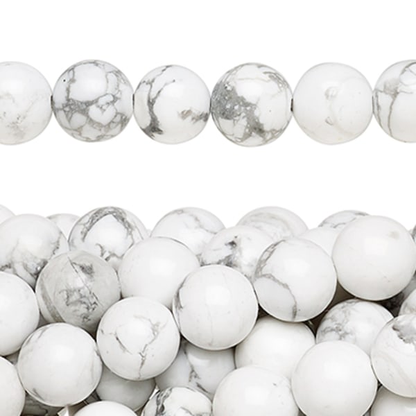 Pärlor av naturlig vit howlit, 8mm vit 10
