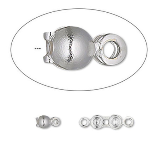 Små knutgömmor, rostfritt kirurgiskt stål, 6x3mm, 50st silver