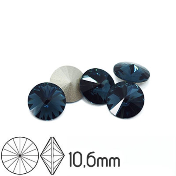 Preciosa rivoli kristaller, 10.6mm (SS47), Montana, 2st blå