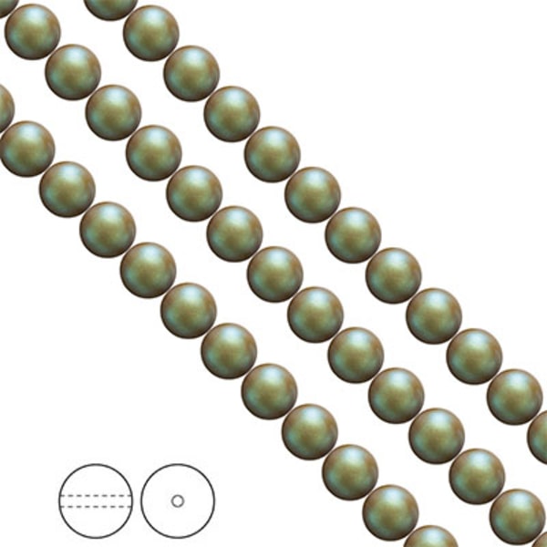 Preciosa Nacre Pearls (premiumkvalitet), 8mm, Pearlescent Khaki,