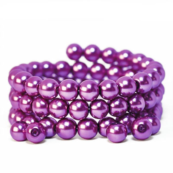 Vaxade glaspärlor, 8mm, fuchsia, 40g (drygt 60st) lila