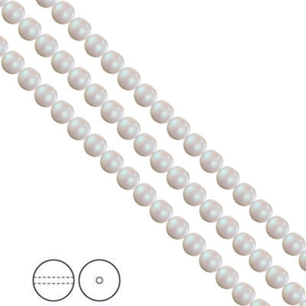 Preciosa Nacre Pearls (premiumkvalitet), 5mm, Pearlescent White,