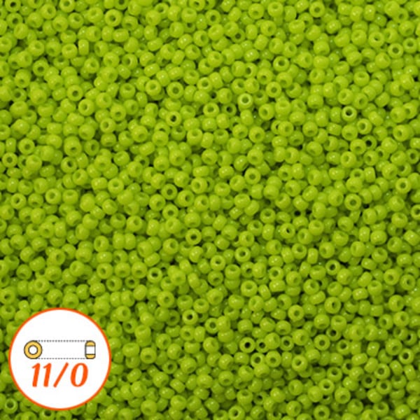 Miyuki seed beads 11/0, opaque chartreuse, 10g grön