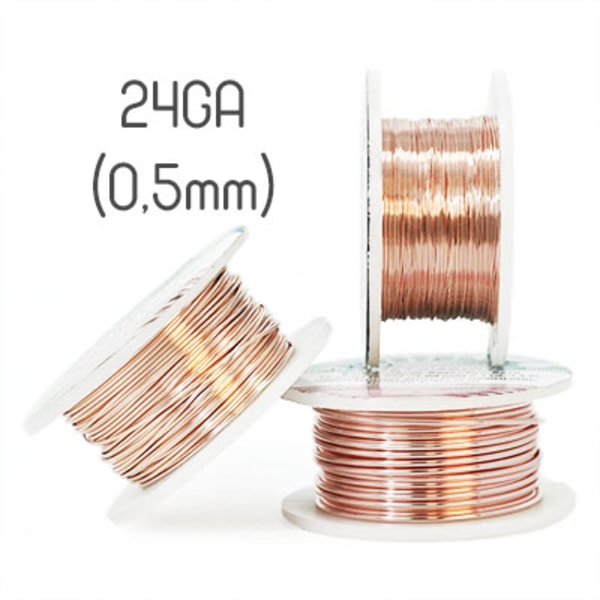Non-tarnish roséfärgad wire, 24GA (0,5mm grov) rosa