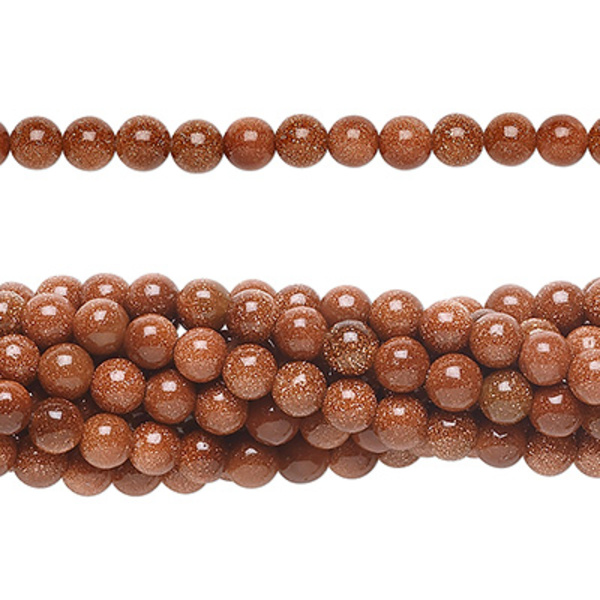 Pärlor av glas-aventurin/brun "guldsten", ca 4mm