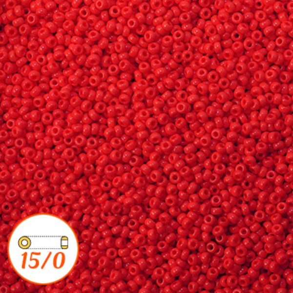 Miyuki seed beads 15/0, opaque red, 10g röd