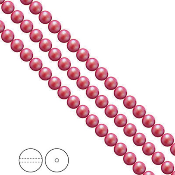 Preciosa Nacre Pearls (premiumkvalitet), 5mm, Pearlescent Red, 2
