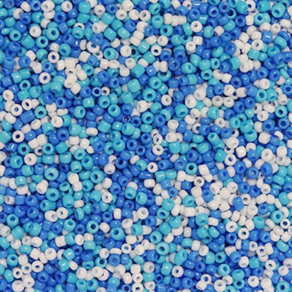 Seed bead mix i ljusblåa toner, 20g blå