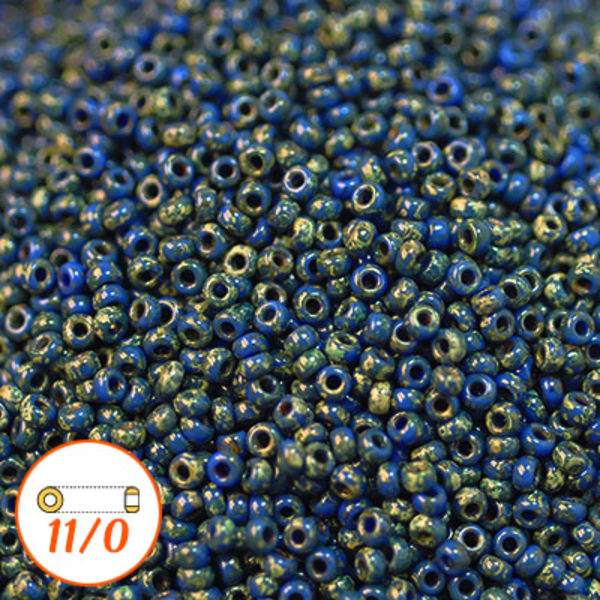 Miyuki seed beads 11/0, Picasso Montana, 10g blå