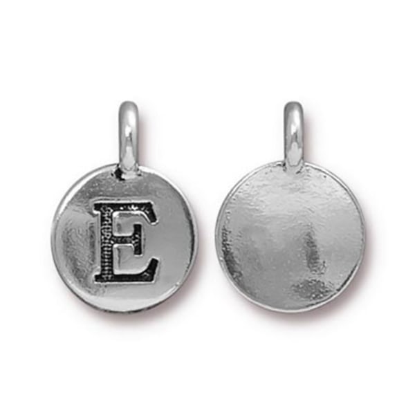 TierraCast berlock "E", 11.6x12.6mm, silverpläterad, 1st silver