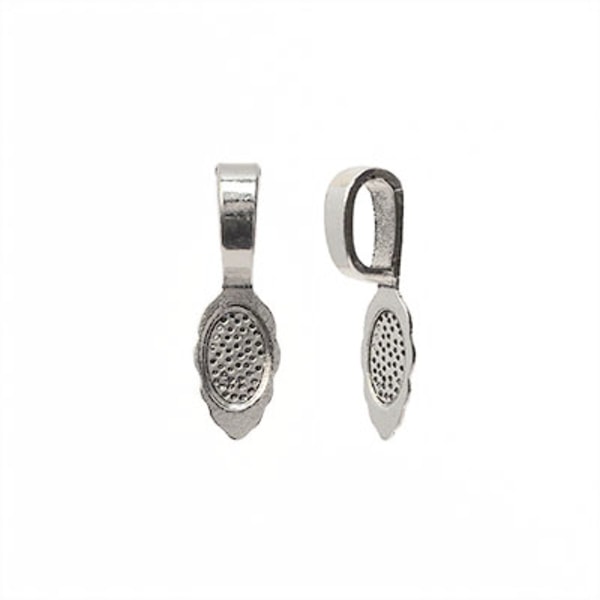 Glue-on bails/berlockhållare, antik silverfärg, 8x26mm, 10st silver
