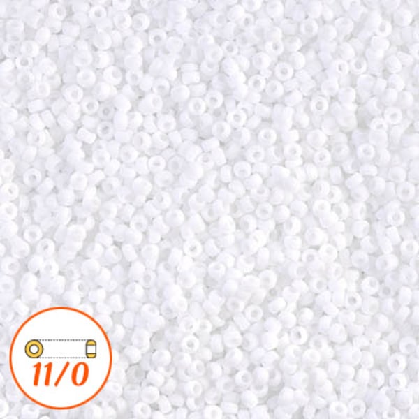 Miyuki seed beads 11/0, matte frozen opaque white, 10g
