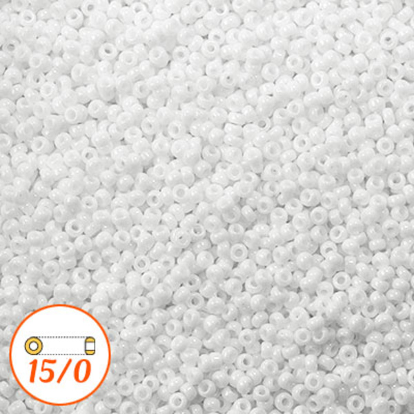 Miyuki seed beads 15/0, opaque chalk white, 10g vit