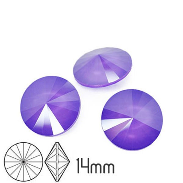 Aurora rivoli kristaller, 14mm, Crystal Lilac, 2st lila