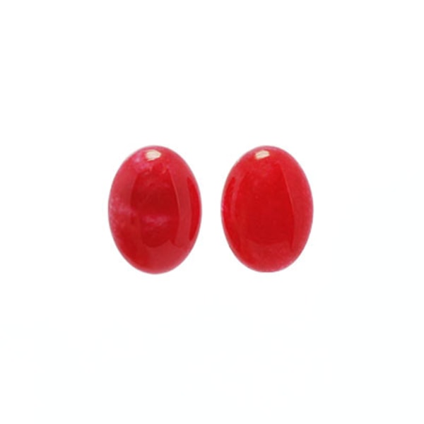 Cabochon, färgad kvarts, röd, ca 13x18mm oval, 1st röd